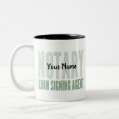 Notar Signing Agent Grüner Schriftart individuell  Zweifarbige Tasse (Links)