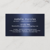 Notar Signing Agent Metallic Navy Blue Visitenkarte (Rückseite)