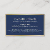 Notar Signing Agent Moderne Marine & Gold Visitenkarte (Rückseite)