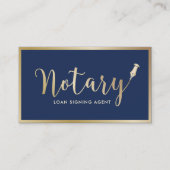 Notar Signing Agent Moderne Marine & Gold Visitenkarte (Vorderseite)
