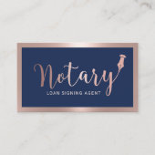 Notar Signing Agent Moderne Marine & Rose Gold Visitenkarte (Vorderseite)