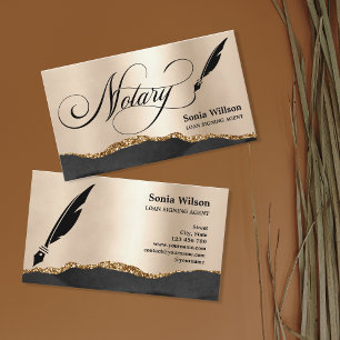 Notar Signing Agent Moderne Rose Gold Agate B Visitenkarte