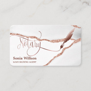 Notar Signing Agent Moderne Rose Gold Agate Visitenkarte