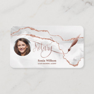 Notar Signing Agent Moderne Rose Gold Agate Visitenkarte