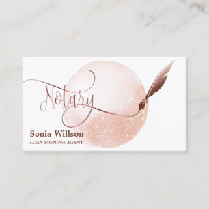 Notar Signing Agent Moderne Rose Gold Agate Visitenkarte