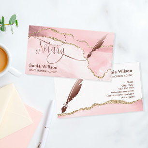 Notar Signing Agent Moderne Rose Gold Agate Visitenkarte
