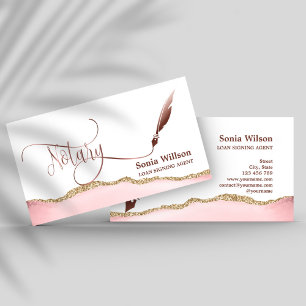 Notar Signing Agent Moderne Rose Gold Agate Visitenkarte