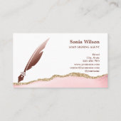 Notar Signing Agent Moderne Rose Gold Agate Visitenkarte (Rückseite)