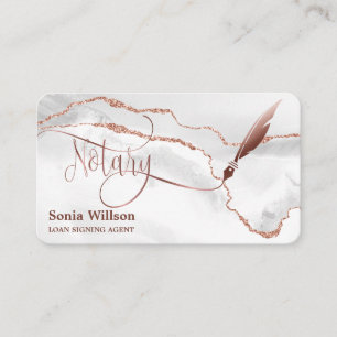 Notar Signing Agent Moderne Rose Gold Agate Visitenkarte
