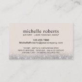 Notar Signing Agent Moderner Silberner Glitzer Visitenkarte (Rückseite)