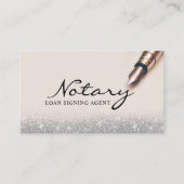 Notar Signing Agent Moderner Silberner Glitzer Visitenkarte (Vorderseite)
