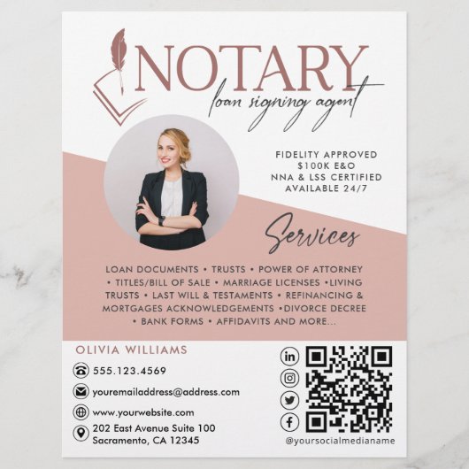 Notar Signing Agent Modernes Foto Flyer (Vorne)