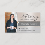 Notar Signing Agent Modernes Silver Foto Visitenkarte (Vorderseite)