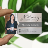 Notar Signing Agent Modernes Silver Foto Visitenkarte