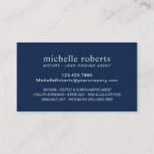 Notar Signing Agent Navy & Silver Foto Visitenkarte (Rückseite)