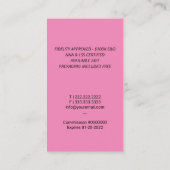 Notar Signing Agent Quill Modern Black Pink Visitenkarte (Rückseite)