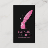 Notar Signing Agent Quill Modern Black Pink Visitenkarte (Vorderseite)