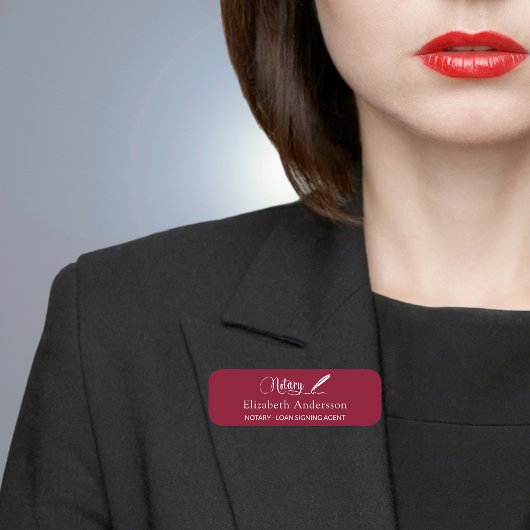 Notar-Skript burgundy magnetisch Namensschild