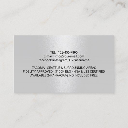 Notar- und Darlehensunterschrift Agent Modernes Na Visitenkarte (Rückseite)