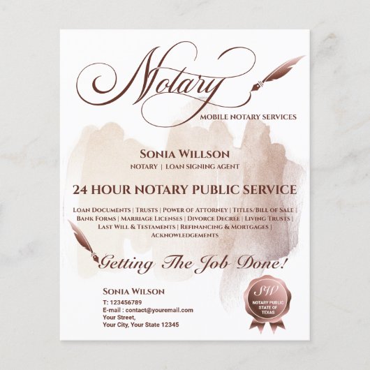 Notar- und Kreditsignierungs-Agent Rosa Rosa Fahne Flyer (Vorne)