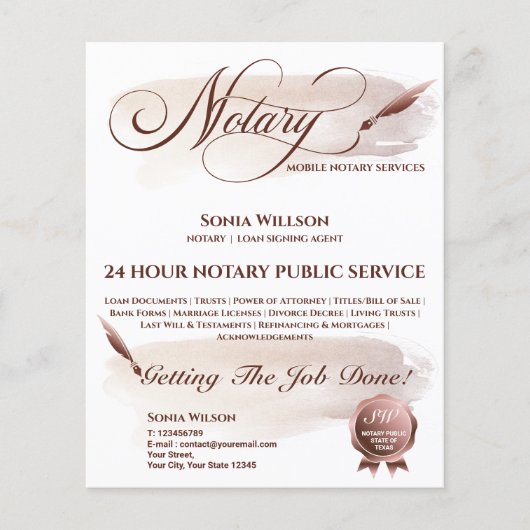 Notar- und Kreditsignierungs-Agent Rosa Rosa Fahne Flyer (Vorne)