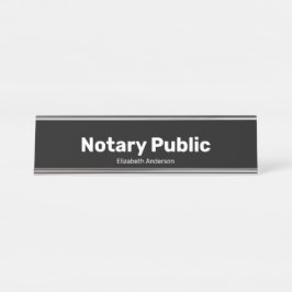 Notar und Namens-Textvorlage Schwarz Schreibtischnamensplakette
