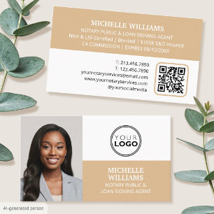 Notar-Unterschriftsagent Foto Logo QR-Code Gold Visitenkarte