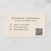 Notar Unterzeichnung Agent beige QR-Code Visitenkarte (Rückseite)