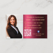 Notar Unterzeichnung Agent burgundy Foto QR Logo Visitenkarte (Rückseite)