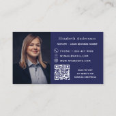 Notar Unterzeichnung Agent Marine blaues Foto QR L Visitenkarte (Rückseite)