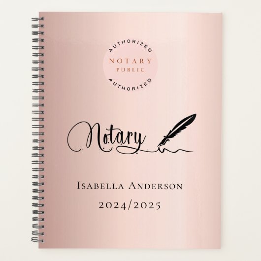 Notar Unterzeichnung Agent Rose Gold 2026 Planer (Vorderseite)