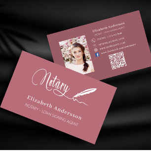 Notar Unterzeichnung Agent Rose Gold Foto QR Code Visitenkarte