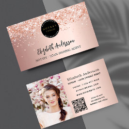 Notar Unterzeichnung Agent Rose Gold Foto QR Logo Visitenkarte
