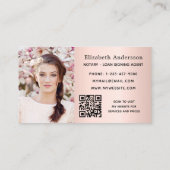 Notar Unterzeichnung Agent Rose Gold Foto QR Logo Visitenkarte (Rückseite)