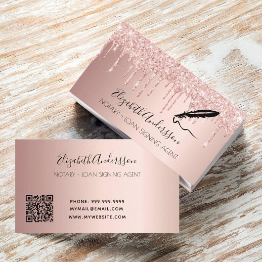 Notar Unterzeichnung Agent Rose Gold QR Code Visitenkarte