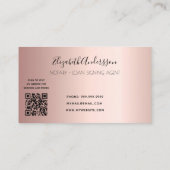 Notar Unterzeichnung Agent Rose Gold QR Code Visitenkarte (Rückseite)
