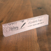 Notar Unterzeichnung Agent Rose Gold Skript Namensplakette (Seite)
