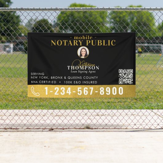 Notar-Unterzeichnungsagent Black Gold Foto QR-Code Banner (Insitu)