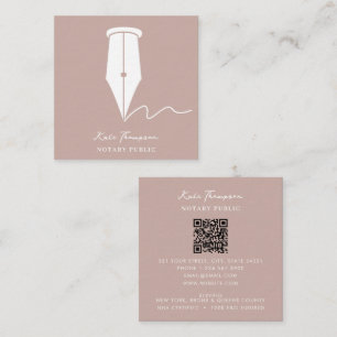 Notar-Unterzeichnungsagent Kalligrafie-QR-Code Ros Quadratische Visitenkarte