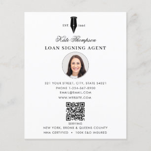 Notar-Unterzeichnungsagent  Moderne weiße QR-Code- Flyer