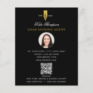 Notar-Unterzeichnungsagent  Modernes Gold-QR-Code- Flyer