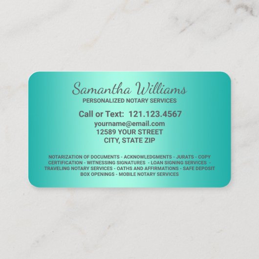 Notar Visitenkarte (Rückseite)