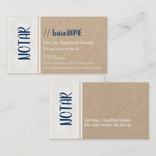 Notar Visitenkarte (Vorne/Hinten)