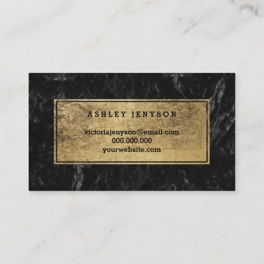 Notarbroker Goldtypografie schwarzer Marmor Visitenkarte (Rückseite)