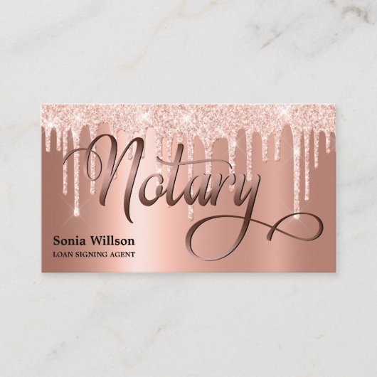 Notarchiv für Rose, goldfarbene Schreibfeder Visitenkarte (Vorderseite)