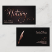 Notarchiv für Rose, goldfarbene Schreibfeder Visitenkarte (Vorne/Hinten)