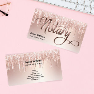 Notarchiv für Rose, goldfarbene Schreibfeder Visitenkarte