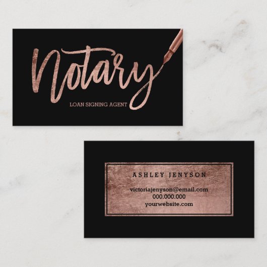 Notarchive, elegante Rose Goldtypografie Visitenkarte (Vorne/Hinten)