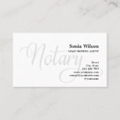 Notare elegante moderne schwarzweiße Typografie Visitenkarte (Rückseite)