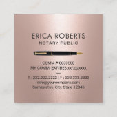 Notare öffentliche Briefmarke Moderne Rose Gold Fo Quadratische Visitenkarte (Rückseite)